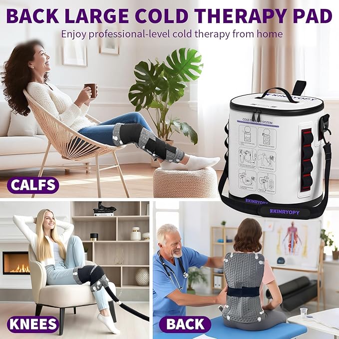Cold Therapy Machine with Programmable Timer, Portable Ice Machine for Hip After Surgery, Hip Replacement Pad Recovery System, Extended Coverage Back/Full Knee