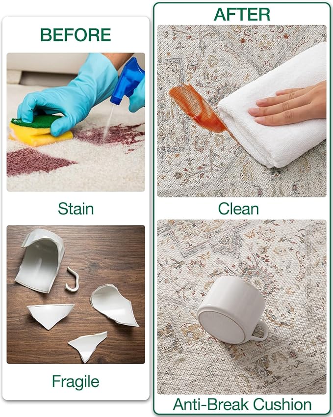 LUMI Kitchen Mat Anti Fatigue Cushioned, Memory Foam Padded Standing Rug Washable, Non Slip Comfort Floor Runner for Home, Sink, Laundry, Office, 17"x59", Creamy White