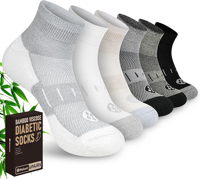 Diabetic Socks for Men,6 Pairs Ankle Mens Diabetic Socks,Diabetic Neuropathy Socks for Men Size 9-11/10-13/13-15.