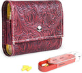 Pill Organizer,LIZIMANDU Weekly Travel Pill Case Box Medication Reminder Daily AM PM, Day Night 7 Compartments,for 4 Times A Day, 7 Days a Week-Includes Leather PU Carrying Case(1-Carved Red)
