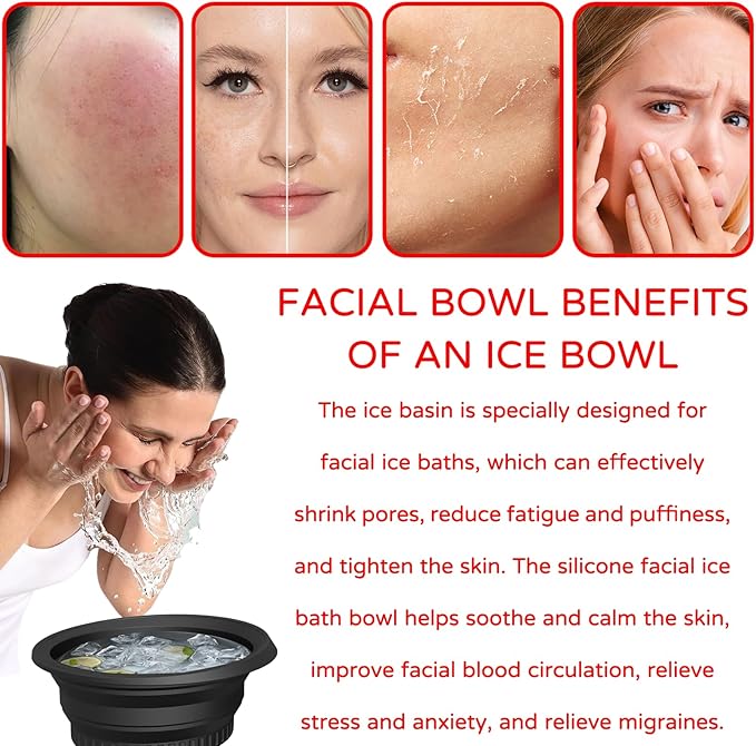 Face Bowl For Ice With Built-In Ice Tray,Ice Face Bowl,Facial Ice Bath,Bath Bow For Cold Plunge Therapy, Skin Tightening & Acne Relief – Black Portable Spa Tool For Home & Travel