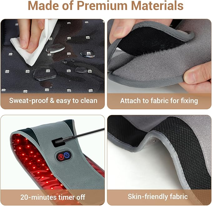 Comfytemp Red Light Therapy Belt with 126 LEDs, Wearable Red Light Therapy for Body, 660nm & 850nm, Gifts for Her Women Mom, 22W Light Wrap with Timer for Joint Muscle(Corded)