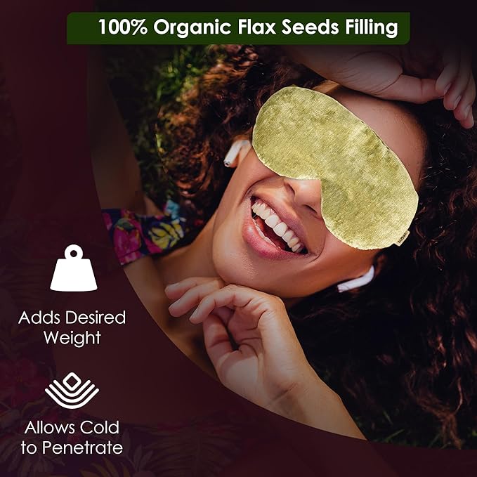 Heated Eye Mask for Dry Eyes | Cooling Sleep Mask with Yoga Pillow | Eye Compress, Migraine Relief, Meditation Accessories, Sleeping Mask for Women | Kozi Eye Pillow for Relaxation (Pear)