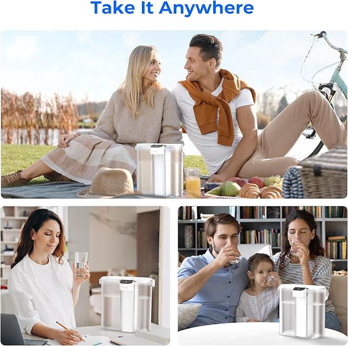 Waterdrop Compact Electric Water Filter Pitcher, 200-Gallon Rechargeable Instant Powerful Dispenser, NSF/ANSI 42&53&401, Reduce PFOA/PFOS, Lead, Chlorine, 14-Cup, White, with 1 Filter, NOT Reduce TDS