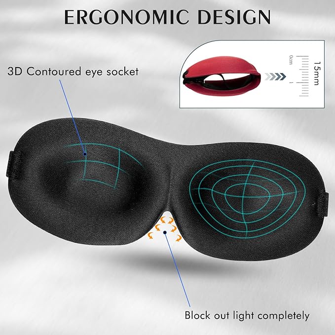 Bonuci 12 Pack Sleep Mask Blackout 3D Eye Mask for Ultralight Sleeping Night Blindfold Eye Covers with Adjustable Strap for Men Women Travel Gift Back and Side Sleeper (Multicolor)