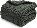 YnM Weighted Blanket, Handmade Chunky Knitted Design, Soft and Cozy, Temperature Regulating and Breathable, Machine Washable Throw for Sleep or Home Decor (Forest Green, 60x80 Inch, 20lbs)