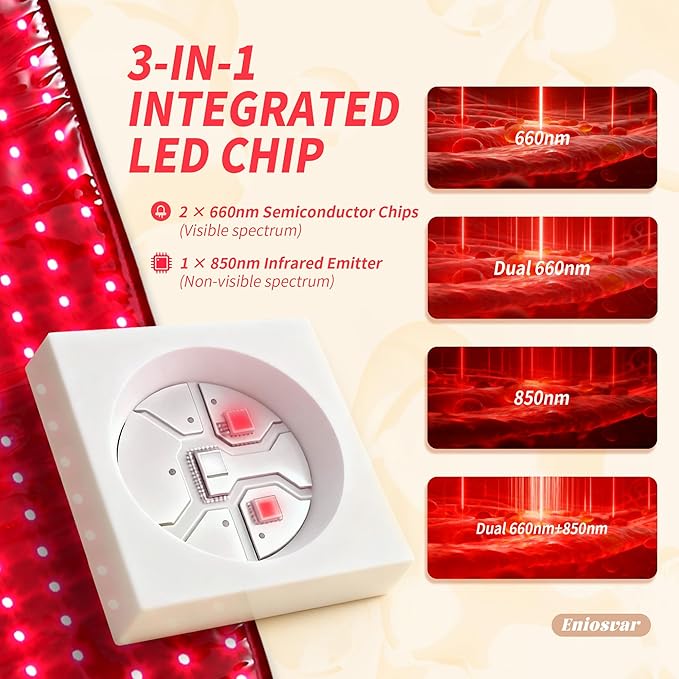 Red Light Therapy Belt, 7500mAh Cordless Infrared Light Therapy for Body, 3-in-1 660nm&850nm, with Elastic Band & Storage Bag