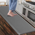 Carvapet Non Slip Kitchen Mat, 12MM Cushioned Anti Fatigue Standing Mat, PVC Waterproof Runner Rug for Kitchen, Office, Standing Desk, Grey, 17" x60