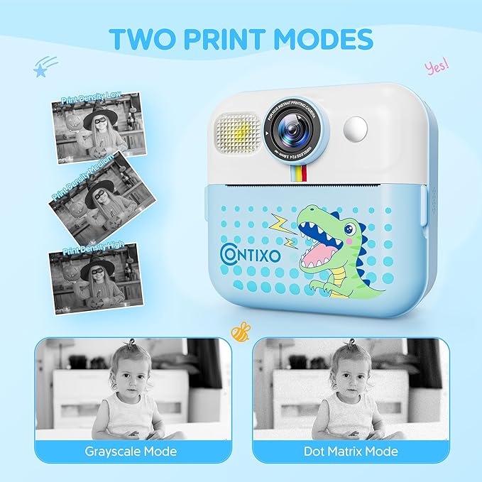 Contixo KC4 Kids Camera Instant Print, Blue 2.4” Screen Children Digital Printing Cameras with 1080P Video, 16X Zoom, 32GB Storage, Toddler Portable Travel Toys for Age 3 Years Up Girls Boys