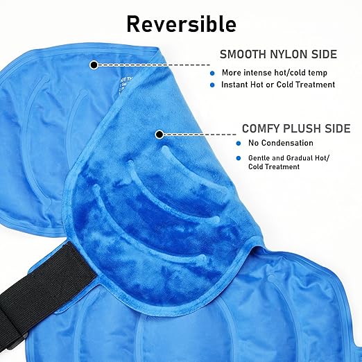 Shoulder Ice Pack Wrap, Larger Rotator Cuff Cold Therapy Support Brace for Shoulder Pain Relief, Reusable Gel Hot Cold Compress for Sports Injuries, Tendonitis, Surgery Recovery