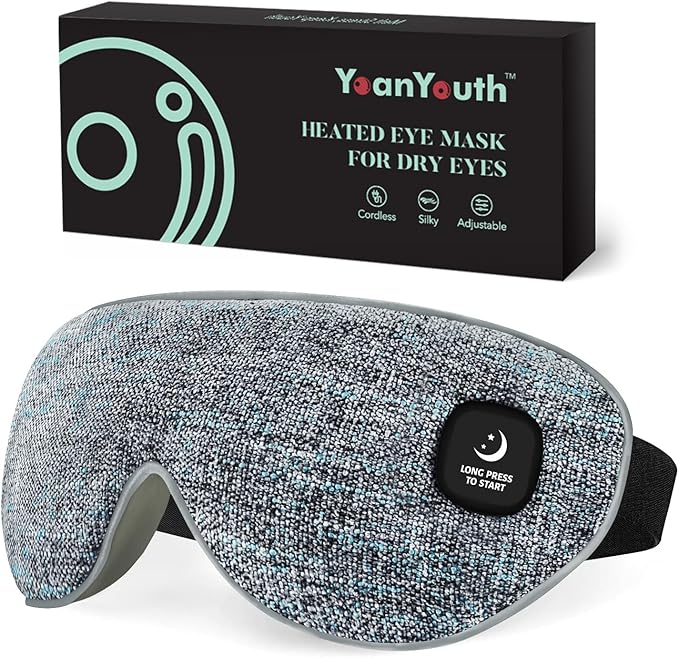 Heated Eye Mask for Dry Eyes, FSA Eligible HSA, Cordless Warm Compress for Eyes, Light Blocking Eye Heating Pad, Styes, Sleep, Cover Washable, Rechargeable, Deep Gray