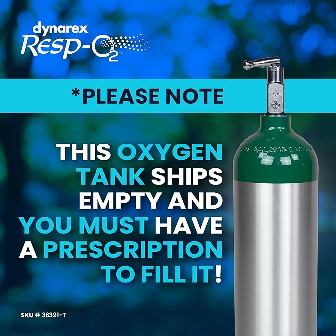 Dynarex Resp-O2 M15 Oxygen D-Cylinder with CGA 870 Toggle Valve – 2.9L Jumbo Size Oxygen Cylinder - Lightweight Aluminum Portable Tank with 440L Oxygen Capacity