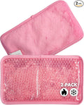 Alpi Rectangle Plush Gel Bead Ice Pack – 2 Pack Reusable Ice Packs with Beads for Hot & Cold Therapy - Soft, Plush Comfort for Muscle Aches & Relaxation (Pink)