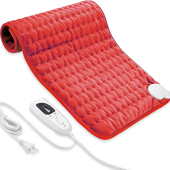 24"X12" Electric Heating pad with 6 Heat Settings, Auto Shut Off, Red Dry Electric Heating for Back Neck Knee Arms Legs Shoulder Heat Pads for Christmas Birthday Father's Day Mother's Day
