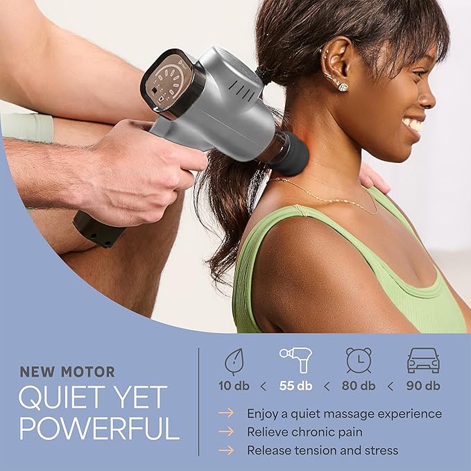 LifePro Sonic Massage Gun Deep Tissue – Quiet Handheld Percussion Massager for Athletes, Pain Relief & Recovery – 8 Heads, 5 Speeds, Long Battery
