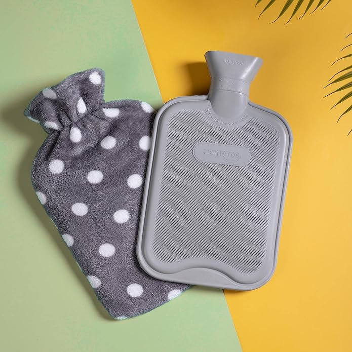 HomeTop Premium Classic Rubber Hot or Cold Water Bottle with Soft Fleece Cover