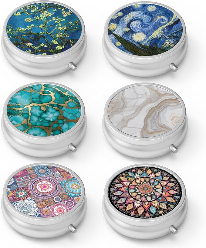 Pill Box 3 Compartment Small Pill Case,Portable for Pocket or Purse Pill Organizer Pill Container Holder to Hold Vitamins, Medication, Fish Oil and Supplements(6PCS)