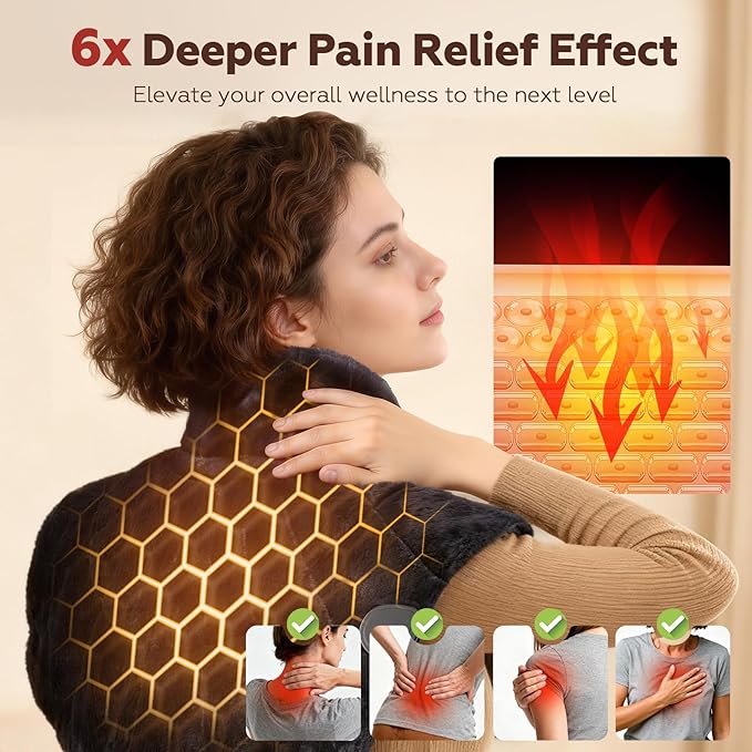 UTK Weighted Heating Pad for Neck and Shoulders and Back, 30s Fast Heat, 6X Deeper Pain Relief, Faux Rabbit Fur Fabric, 8 Heat Settings Max 159℉, 4H Auto Off, Memory Function, 24"x 20", Birthday Gifts