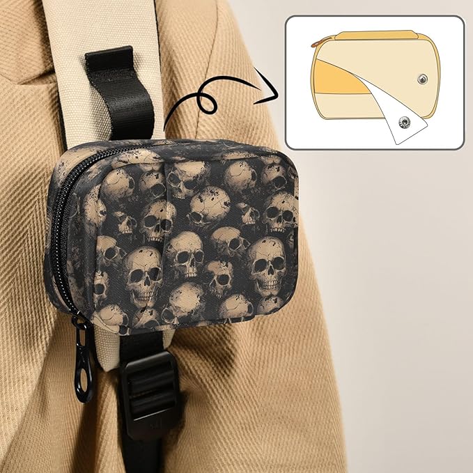 Weekly Pill Organizer Case Skull Abstract Travel Portable Pill Bag for Medicine Vitamin Large Capacity Zipper Medicine Organizer