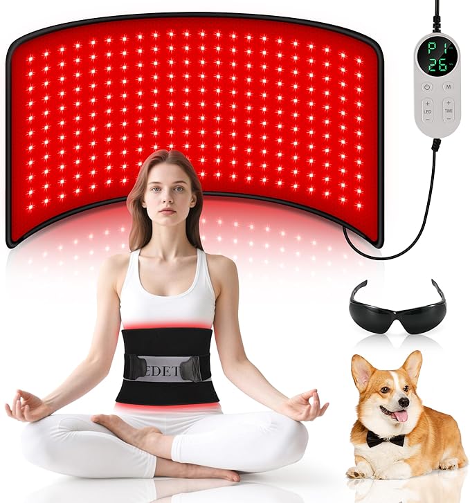 Red Light Therapy for Body, 24’’ x 12’’Large Infrared Light Therapy Pad with Timer Remote Control, 660nm 850nm Home Light Therapy for Knee Shoulder Back Muscle Joint (with Elastic Strap)