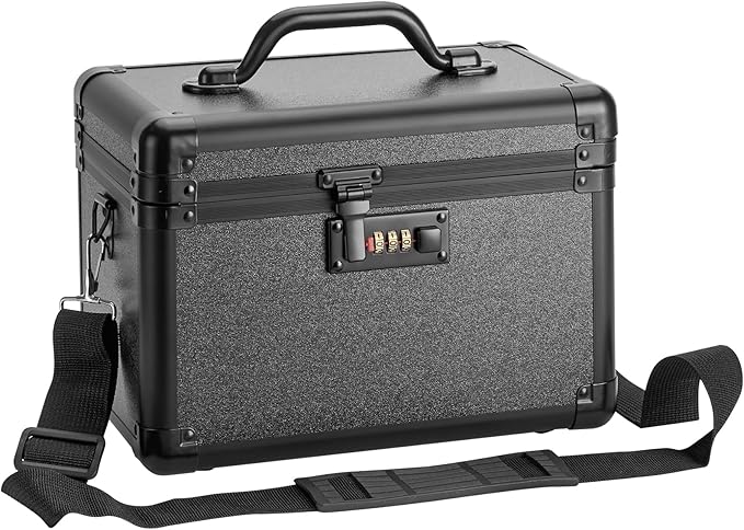 Medicine Lock Box, Lockable Storage Box for Drugs, Childproof Medication Storage with Combination Lock for Dorm/Outdoor/Home Personal Pill Organizers (Medium 11.2x7.4x6.8 Inch) Black