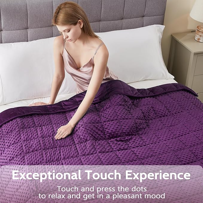 L'AGRATY Weighted Blanket - 36"x48" 3lbs Minky Dots Heavy Blanket with Glass Beads Soft Breathable for All-Season Summer Fall Winter Thick Comfort for Sleeping
