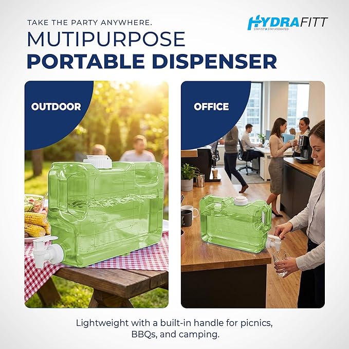 Refrigerator Water Dispenser 1.1 Gallon – Leak-Proof Slim Fridge Water Container with Spigot – BPA-Free Refillable Water Jug (Lime Green)