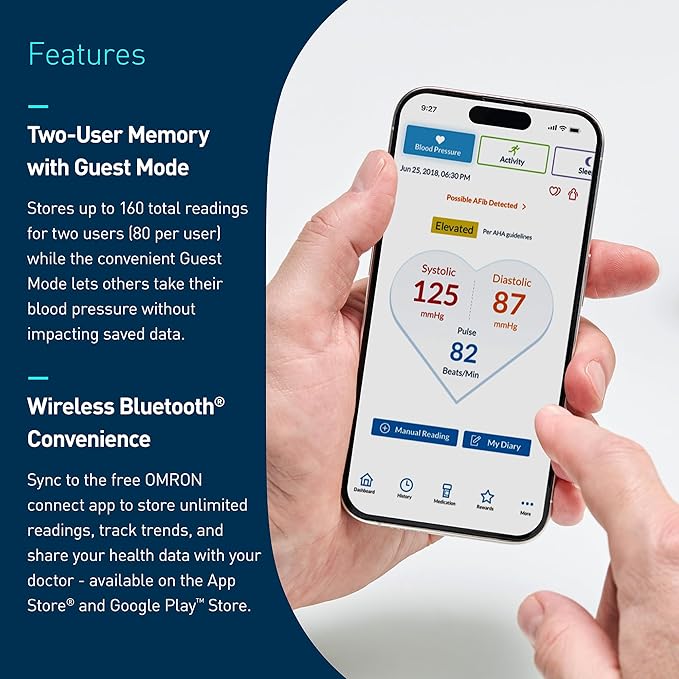 OMRON Gold Blood Pressure Monitor for Home Use & Upper Arm Blood Pressure Cuff - #1 Doctor & Pharmacist Recommended Brand - Clinically Validated - AFib Detection - Connect App