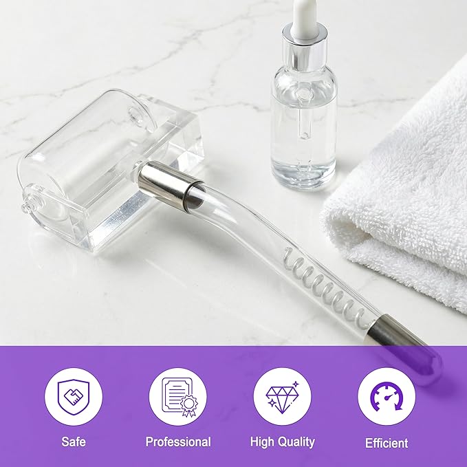 Electrode Wand Glass Tube Handheld Spare Parts Light Therapy Wand Spare Glass Attachment for Hi Frequency Facial Device Elitzia ETHG01P（Violet Roller）