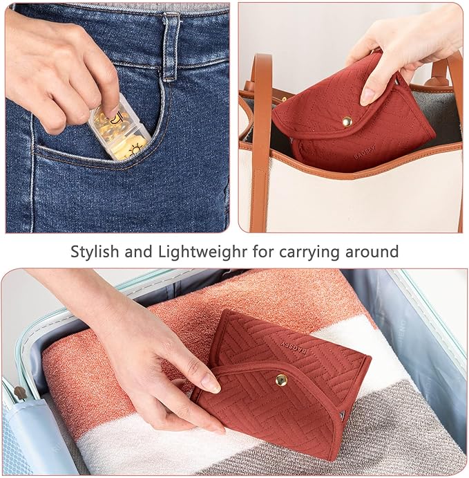 BAGSFY Weekly Pill Organizer 3 Times a Day in a Cute Fabric Pill Case, Medicine Pill Organizer, Pill Box, Portable Travel Pill Case, Pill Container for Medication, Vitamins, Fish Oils, Supplements