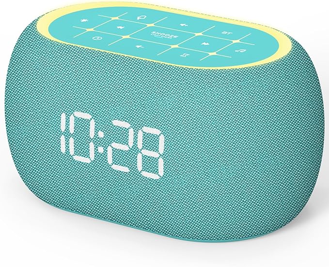 ANJANK White Noise Sound Machine Alarm Clock with HiFi Bluetooth Speaker, 21 Soothing Sounds/7 Night Lights/8 Alarm Sounds/30-Level Volume/0-100% Dimmer, Noise Maker for Boys Teens Kids Sleep, Bedroom