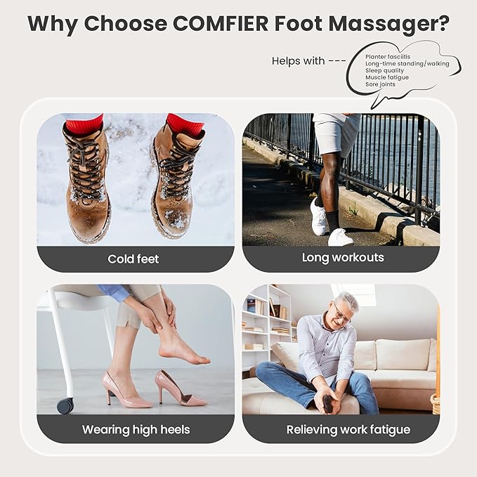 COMFIER Shiatsu Foot Massager with Heat, Feet Massager Machine for Neuropathy Plantar Fasciitis, Up to Men Size 13, Gifts for Men Women