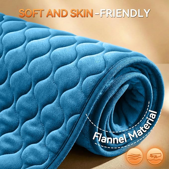 King Size Heating Pad for Back Pain 32"x24" Extra Large Electric Heating Pad for Period Cramps Relief & Body Neck Shoulder Auto Shut Off Heat Pad Temperature Settings Machine Washable Blue