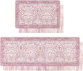 U'Artlines Kitchen Anti Fatigue Mats Sets of 2,Double-Sided Print Kitchen Mat Cushioned Comfort Standing Waterproof PVC Rugs,Pink Floral Rugs for Laundry Office Desk Sink(17"x28"+17"x47")