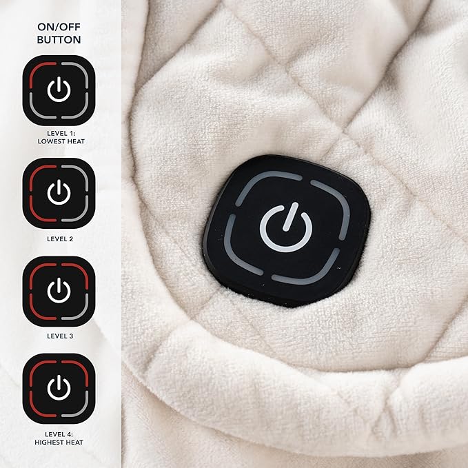 Berkshire Weighted Heating Pad – Faux Suede Fleece Electric Heat Pad for Neck, Shoulder & Back Pain Relief, 4 Heat Settings, Auto Shut-Off, Therapeutic Warmth, Cream, 23" x 15.3"