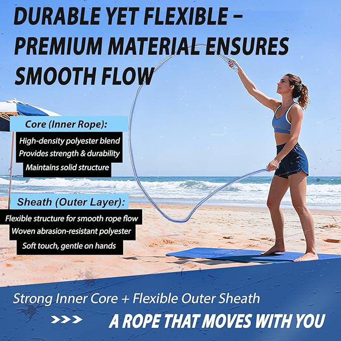 Flow Rope Weighted Fitness Jump Rope for Women Men Workout, Adjustable 1.44lb Heavy Rope for Adult Exercise, Mobility & Coordination Training at Home Gym & Outdoors