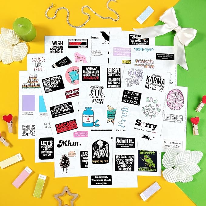 BulbaCraft 100Pcs Sarcastic Stickers for Adults, Snarky Stickers for Water Bottles & Laptop, Sarcasm Decals for Men & Women, Funny Decals for Adults Dark Humor, Gifts for Women & Men