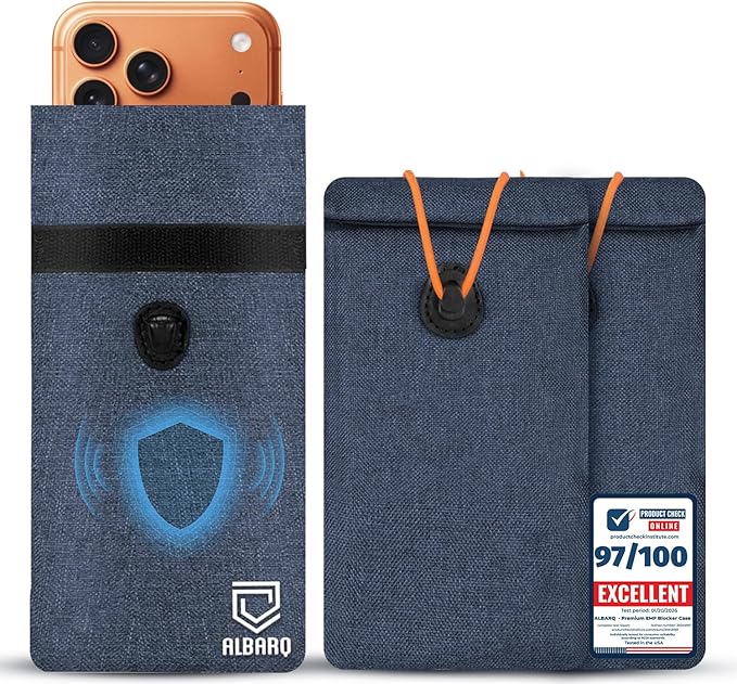 Premium 2 Pack EMF Blocker Case For Cell Phone Size 8inx4in Fits All Smartphones Anti Shield Sleeve Pouch Cover Fabric Faraday Bags For Phones SmartDot 5G RF Car Key Signal Data Blocking Blue Color