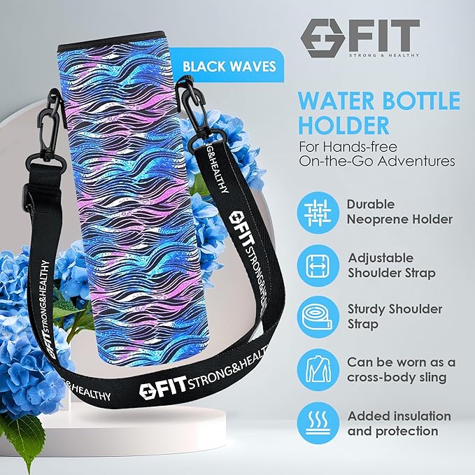 FIT Strong & Healthy 32 oz Glass Water Bottle with Straw Lid - Wide Mouth Borosilicate Glass Water Bottles with Time Marker, Silicone Sleeve & Extra Lid - 1L Large Motivational Drinking Bottle
