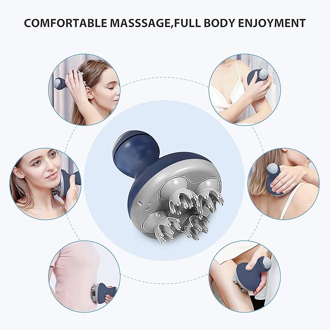 COMFIER Cordless Electric Scalp Massager with Mutlti-Modes Vibration, Handheld Cat Head Massager for Pets, Portable Dog Head Massage for Deep Clean and Stress Relax