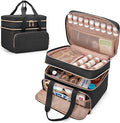 Yarwo Double Layers Medicine Pill Bottle Organizer Empty, Lockable Medication Travel Storage Bag with 5 Customized Dividers for Emergency Home Outdoor First Aid Supplies, Black