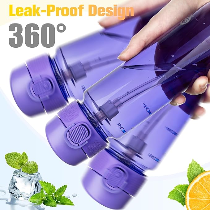 GOPPUS 17oz Kids Water Bottle for School -Straw, Leak-Proof Tritan Sports Bottle Time Marker Reusable for Girls Boys