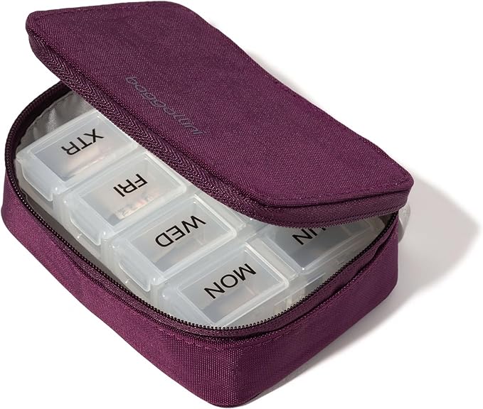 Baggallini Travel Pill Case - Lightweight 3x4 Inch Pill Organizer