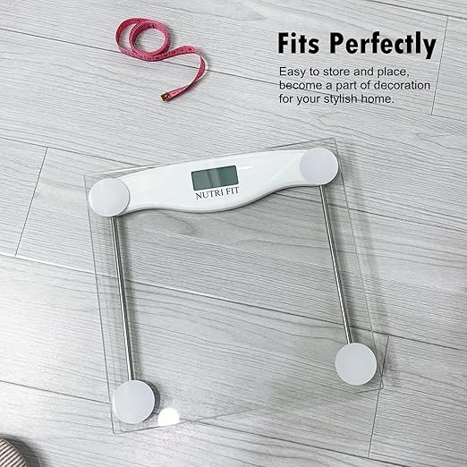 NUTRI FIT Digital Bathroom Scale for Body Weight Loss, Precision Weighing, High Accuracy, 330 lbs Capacity, Step-on Technology with AAA Batteries, Birthday Gifts, Bright White
