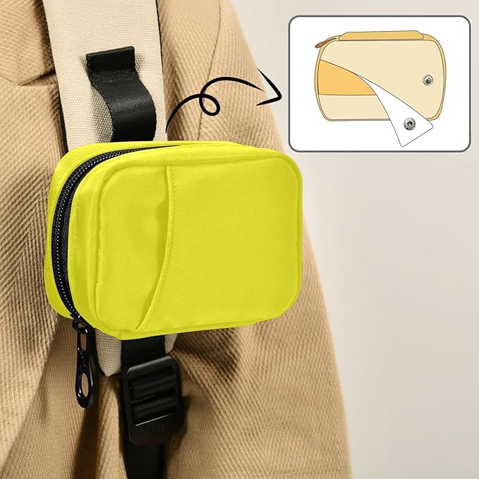 Kigai Yellow Solid Color Pill Case, Portable Weekly Daily Pill Case Bag Organizer with Zipper for Vitamins Medicine Supplements Travel Family Business