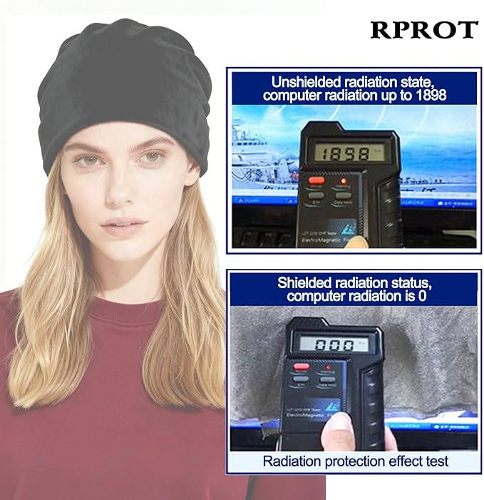Beanie Protection Hat,Effective 99.99% Anti R.adiation Cap, E.M.F Protection Hat Shielding Cell WiFi 5G RF 19.6-23.6 in