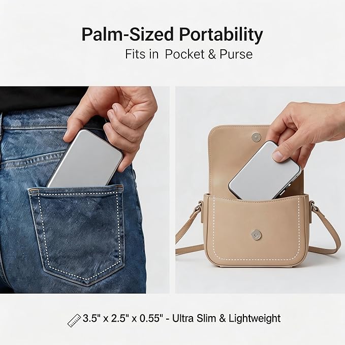2Pcs Small Pill Case with Mirror 3 Compartment Metal Pill Box for Purse and Pocket,Portable for Daily Vitamins and Medication(Silver)