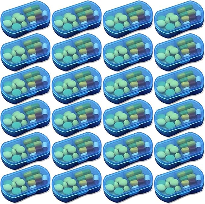 24PCS Pill Case Organizer Pocket Small Pill Holder, Daily AM & PM containers, Medicine Holder, Ideal for Medication, Vitamin, Supplement, Perfect for Travel, Ideal for Purse
