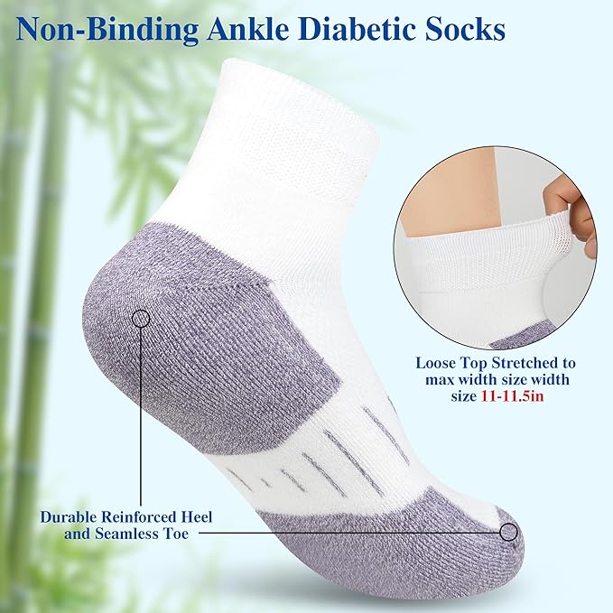 Diabetic Socks for Men,6 Pairs Ankle Mens Diabetic Socks,Diabetic Neuropathy Socks for Men Size 9-11/10-13/13-15.