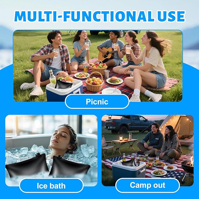 2 Pack(12L) Large Refillable Ice Bath Bags Water Chiller,Bathtub Freezer Water Bags,Portable Cold Plunge Ice Bags Tub Accessories,Anti-Breakage Ice Block/Cube Molds for Cold Plunge